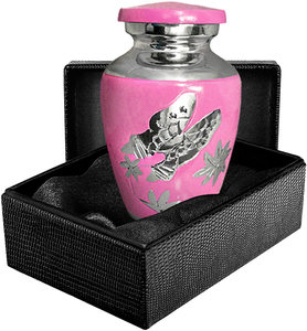Urna de cremación para cenizas, recuerdo de colibrí rosa con caja de textura, suministros funerarios - Product Image 1