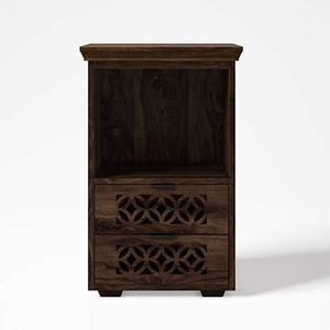 Sheesham Wood <b>Bedside</b> Table with 2 Drawers and Shelf <b>Storage</b> | Wooden Multipurpose Nightstand End Table Furniture - Product Image 2
