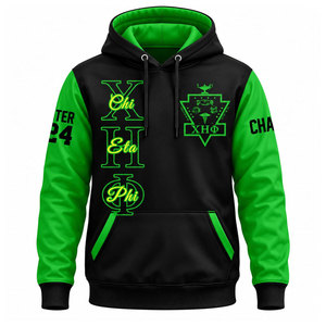 Sweat-shirt à capuche oversize pour homme, noir et vert, brodé, hiver, décontracté, Chi Eta Phi 32 Chapter - Product Image 2