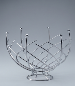 OEM Silver Metal Wire Fruit Storage Basket Curved Rod Ball End Custom Logo Kitchen Bread Bowl Organizer - Product Image 2