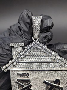 Collar Personalizado con Diseño de Casa en Plata de Ley S925, Chapado en Oro, con Moissanita VVS, Estilo Hip Hop para Hombre - Product Image 3