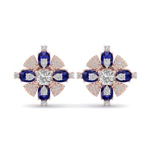 Boucles d'oreilles REYES scintillantes en argent sterling 925, certifiées GRA, avec moissanite et saphir bleu, pour femmes, bijoux de mariage - Product Image 3
