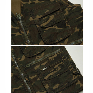 เสื้อกั๊กฝึกสุนัขทรงโมเดิร์นลายพรางพิมพ์ลายพร้อมกระเป๋าหลายช่อง คอวี มีซิปและตะขอเกี่ยวแบบคาราไบเนอร์ รับบริการ OEM - Product Image 5