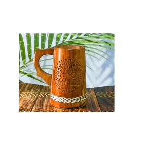 Tasses en bois de qualité supérieure, durables, fabriquées à la main, gobelets en bois à grain naturel, réutilisables, vaisselle pour boissons, cuisine, café, restaurant - Product Image 6
