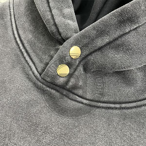 2025 personnalisé Vintage lavage à l'acide hiver à capuche 100% coton Streetwear pull surdimensionné unisexe haute qualité mode poche - Product Image 2