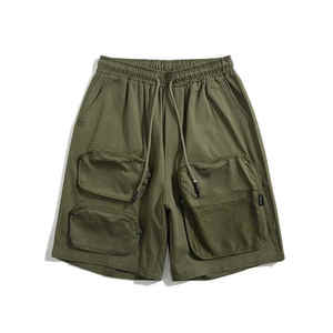 Pantalones cortos Cargo de gran tamaño para hombre con cierre de botón de cintura elástica Vintage en blanco malla Y2K Street Wear patrón Casual estilo bolsillos - Product Image 5