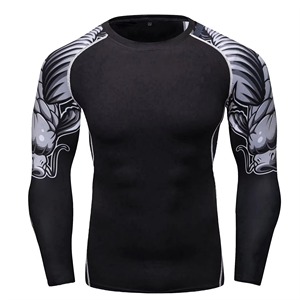Wholesale High Quality Breathable Long Sleeve Rash Guard Custom Logo Printed MMA Swimming Spandex Polyester Fabric Rash Guard - Product Image 6