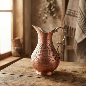 Jarra de Cobre para Servir Bebidas con Asa de Latón, Jarra Resistente para Agua, Leche y Jugos, para Hotel, Restaurante, Catering, Vajilla de Cocina - Product Image 2