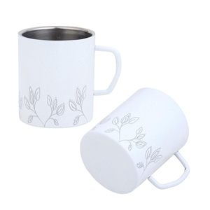 แก้วกาแฟสแตนเลสสองชั้น ปราศจากสาร BPA สลักลายด้วยเลเซอร์ สำหรับชาและกาแฟ พร้อมหูจับกว้าง ใช้ได้ทั้งร้อนและเย็น - Product Image 4