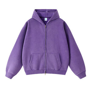 Men's Hooded Zip-Up French Terry Anti-Wrinkle Winter Regular Fit Front Logo Pocket Breathable Knitted Sweatshirt - Product Image 5