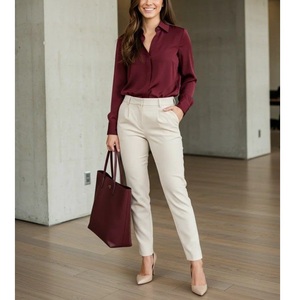 Pantalon décontracté taille haute pour femmes Offre Spéciale pantalon élégant de bureau d'affaires avec nouvelle exportation de conception de BD - Product Image 2