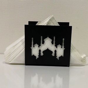 Porte-serviettes noir au design motif mosquée, idéal pour la cuisine, la table à manger ou la décoration de table à la maison, et pour une utilisation saisonnière, vente en gros depuis l'Inde - Product Image 1