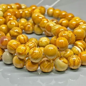 Perles de jaspe naturel Chakralume camel/jaune/brun 4 mm lisses de qualité AAA, brin de 15 pouces, fabrication de bijoux du Rajasthan - Product Image 3