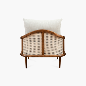 Fauteuil rembourré moderne de style mid-century avec coussin en tissu et pieds en bois massif pour le salon, meubles de maison - Product Image 3