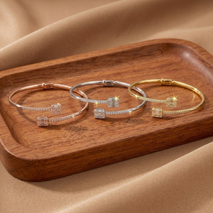 Oem Jewellery Reliable High Quality 18k Solid White Gold Real Diamond Classic Bangles for Wedding <b>Gift</b> Party - Product Image 1