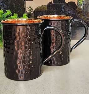 Mug à Moscow Mule en cuivre massif fait main, 16 oz, finition martelée antique, idéal pour les cocktails, la bière, les cadeaux, les fêtes, le bar à domicile - Product Image 3