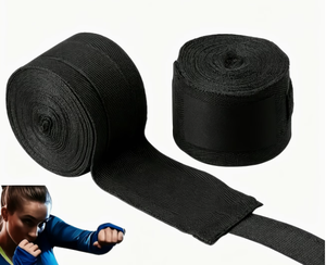 Vendas de Boxeo Ajustables de PVC Negro Sólido, Elásticas y Autoadhesivas, Soporte para Muñeca, Equipo de Protección para Entrenamiento - Product Image 1