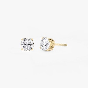 Pendientes de Diamantes Cultivados en Laboratorio con Certificación IGI y Claridad VS2, Corte Clásico de Cuatro Puntas, Oro Amarillo de 14K, Estilo HIPHOPSTAR, Modernos para Mujer - Product Image 2