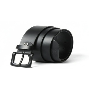 Cinturón Casual de Cuero Vacuno Negro con Hebilla de Latón Negro Mate, Ecológico, Resistente y Duradero, Cinturón de Cuero Genuino para Hombre, a la Moda, para Jeans - Product Image 4