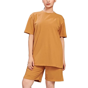Hot Selling Casual Wear Women Cotton T Shirt Short <b>Set</b> Top Selling Summer Wear <b>Twin</b> <b>Set</b> for Ladies In Cheap Price Shorts <b>sets</b> - Product Image 2