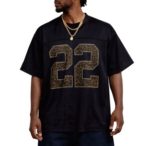 Maillot de football américain personnalisé imprimé léopard, T-shirt de sport en coton premium, haut décontracté et tendance, ELEVATE PLAY 300g - Product Image 3