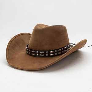 Chapeau de cowboy unisexe personnalisé en cuir de vachette marron, imperméable et respirant, style western, pour l'extérieur, les voyages et les fêtes, vente en gros OEM - Product Image 4
