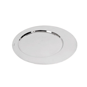 Assiette de présentation en acier inoxydable poli miroir, sous-assiette métallique pour la décoration de mariage et les services de table formels - Product Image 1