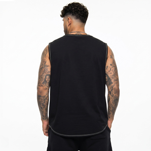 <b>Plus</b> <b>Size</b> Men's Singlet <b>Top</b> Chenille Embroidered Outer Seam Sleeveless Tee Polyester Spandex Gym Wear Tank <b>Top</b> Crew Neck Singlet - Product Image 2