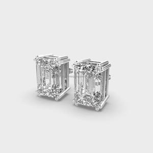 Luxury <b>Emerald</b> Cut Moissanite Earrings 925 Silver Hypoallergenic <b>Stud</b> Earrings - Product Image 4