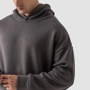 Sweat à capuche oversize en molleton de coton mélangé pour homme, uni, hiver, décontracté, broderie personnalisée, impression de logo - Product Image 6