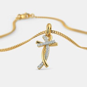 Collier pendentif croix torsadée en or jaune avec diamant de laboratoire - Product Image 4