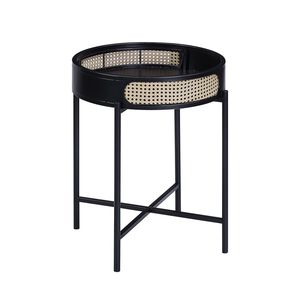 Tavolino Rotondo con Finitura Nera, Piano Aperto e Gambe in Metallo per Arredamento Soggiorno - Product Image 1