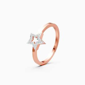 Bague Star Glam avec diamant de 0,04 ct cultivé en laboratoire en or jaune, blanc et rose 9 carats - Product Image 1