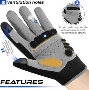 Full Finger Cycling <b>Gloves</b> with Padding for Men Women, Anti-Slip, Shock Absorbing, Breathable, <b>Touchscreen</b> Mountain Bike <b>Gloves</b> - Product Image 2
