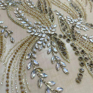 Tissu en dentelle à sequins brodés à la main de qualité supérieure, en gros, pour robes de soirée de luxe, robes de bal, tenues de fête, accessoires vestimentaires - Product Image 1