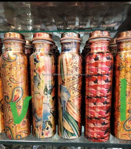 Ensemble de bouteilles en cuivre poli naturel poignée en verre métal sain unique pour boire directement ébullition applicable personnalisable - Product Image 5