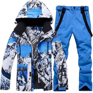 ชุดเสื้อแจ็คเก็ตสกีแบบมีฮู้ดกันน้ำ ระบายอากาศได้ดี สำหรับฤดูหนาว  แบบ unisex  ไซส์ใหญ่  ผลิตจากวัสดุรักษ์โลก  พร้อมกางเกง  ผ้า softshell  ซิปแบบรูด - Product Image 1