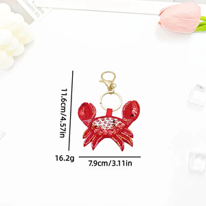 Llavero Promocional Hecho a Mano con Cuentas de Arroz y Bordado, Diseño de Cangrejo y Limón, Accesorio para Bolsos - Product Image 6