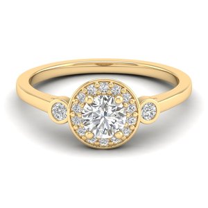 Anillos de compromiso de moissanita de 0.66 quilates con corte redondo de lujo REYES para mujer, clásicos de oro macizo de 14K, regalo de compromiso, joyería fina - Product Image 6