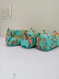 Royal Fair Custom Printing Pattern Quilted Cotton Cosmetic Bag Floral Cosmetic Toiletry Bags Storage Portable Beauty <b>Makeup</b> Bags - Product Image 3