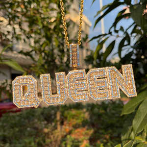 Gold Plated Iced Out Letter Pendant Necklace Rhinestone Charm <b>Rope</b> <b>Chain</b> Zinc Alloy Jewelry for Party - Product Image 2