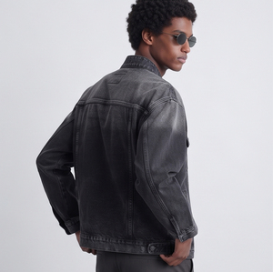 Chaqueta vaquera lavada para hombre, con cuello alto y botones, estilo casual, abrigo vaquero de moda para hombre, chaquetas vaqueras de invierno estilo urbano para hombre - Product Image 6