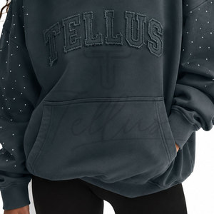 เสื้อฮู้ดแฟชั่นดีไซน์ใหม่จาก TELLUS APPAREL ผ้าฝ้าย/ผ้าฟลีซ สำหรับผู้หญิง แขนยาว สั่งตัดได้ ทรงโอเวอร์ไซส์ เหมาะสำหรับฤดูหนาว - Product Image 3