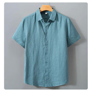 Chemises polo pour hommes d'été à boutons, couleur unie, manches courtes, chemises simples - Product Image 6