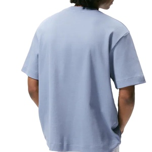 Compre Camiseta de algodón pesado para hombres Diseño de logotipo personalizado de alta calidad Camiseta de cuello redondo de gran tamaño en blanco con hombros caídos para hombres 2025 - Product Image 4