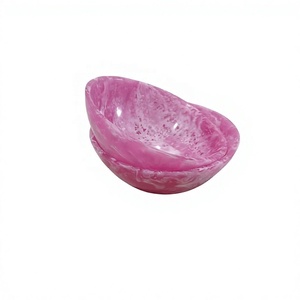 Handmade Resin Shallow Fruit Salad Serving Bowl Swirl Pattern Pink <b>Marble</b> Texture Food Grade Eco-Friendly Durable Party Use - Product Image 1