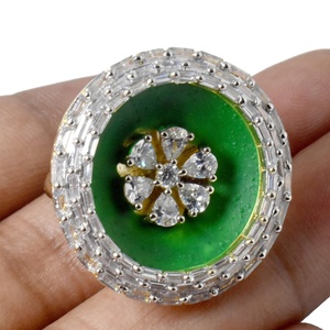 แหวนทองชุบ 22K ประดับเพชร CZ แบบ Kundan Polki ระดับพรีเมียม แหวนแต่งงานแบบอินเดียดั้งเดิม แหวนสำหรับเจ้าสาว แหวนหมั้น เครื่องประดับงานแต่งงาน - Product Image 4