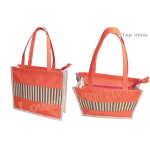 Sac à main en jute avec poignée en bambou, sac en jute, sac fourre-tout en jute avec tapis en bambou, sac à main en jute écologique - Product Image 5