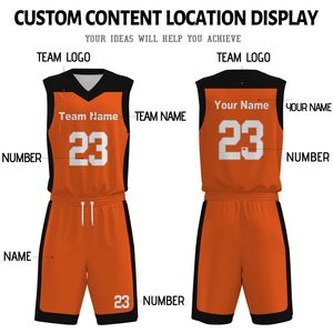 Conjunto de Uniforme de Baloncesto Personalizado Naranja y Negro, Cuello en V, Sin Mangas, Impresión Sublimada, Poliéster que Absorbe la Humedad, Unisex para Adultos - Product Image 5
