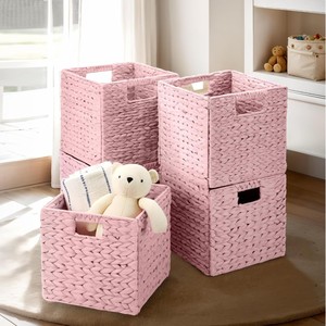 Cesta de Almacenamiento de Jacinto de Agua, Plegable, Tejida a Mano, Organizadores Multiusos para Sala de Estar, Habitación Infantil y Guardería - Product Image 2